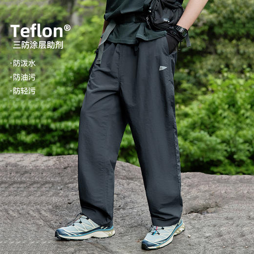 714street秋冬新款户外徒步厚款冲锋裤直筒长裤宽松抓绒休闲裤男 商品图0