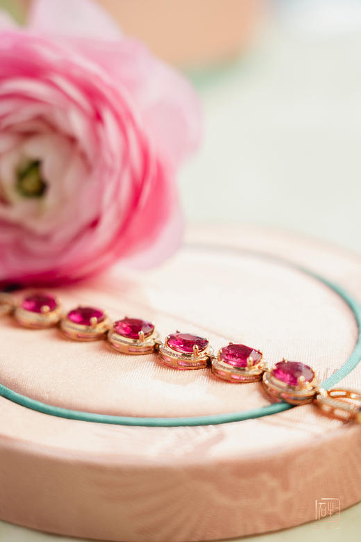 18K金精品玫红色碧玺手排 商品图1