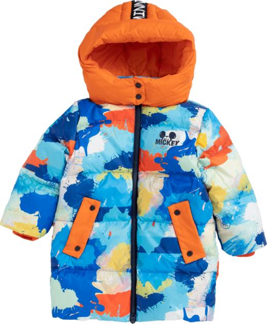 迪士尼童装男童卡通印花中长款羽绒服2024冬季保暖连帽外套224DS0792 商品图5