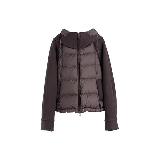 绽放542朵/秋冬设计感带帽材质拼接针织袖进口鸭绒保暖短款羽绒服 商品图4