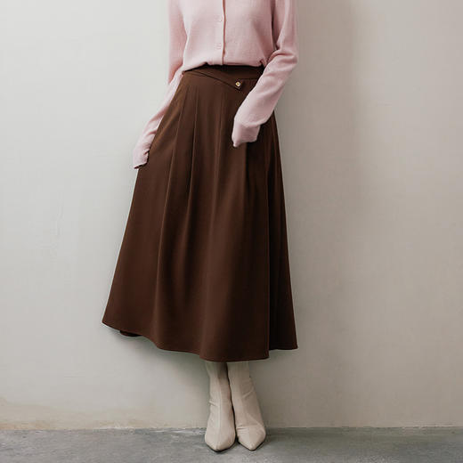 玳莎斜腰袢设计感A字半身裙2024秋冬新款美拉德法式复古显瘦伞裙  ED34301 商品图1