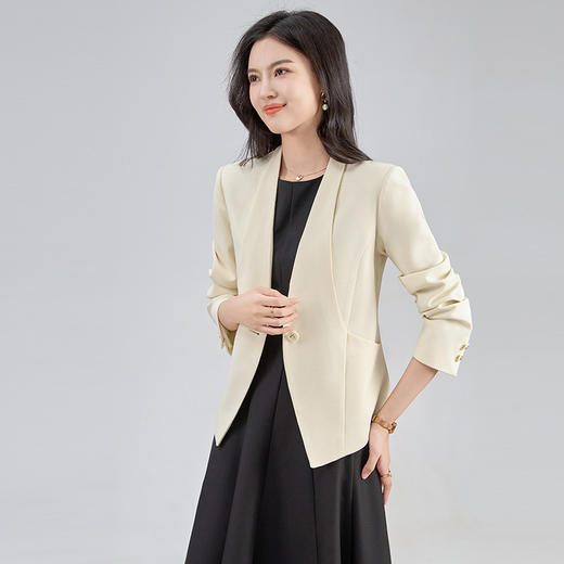 【高货】全新升级【铂金会员367/天猫489/差价122】(05333) 洛诗琳早秋气质通勤羊毛小西装外套女修身收腰一粒扣上衣 商品图2