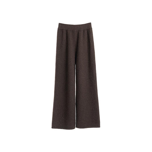 绽放旅行女装658朵/秋冬牦牛绒简约微阔垂感直筒保暖深咖毛织长裤 商品图4