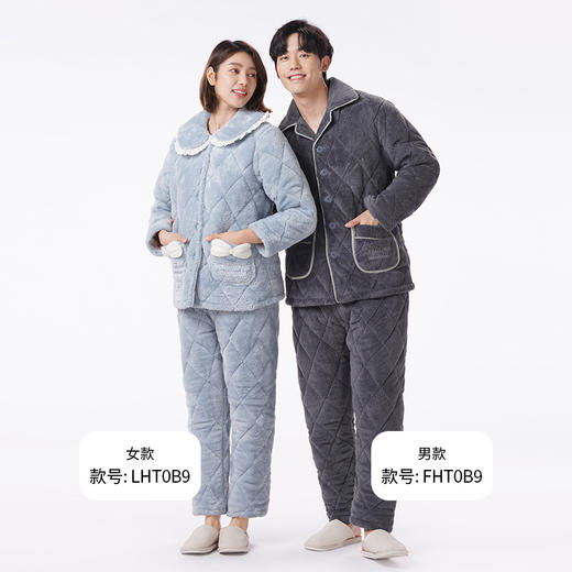 都市丽人都市锋尚睡衣亲情蜜语长袖法兰绒夹棉加厚男士加夹棉套装FHT0B9 商品图4