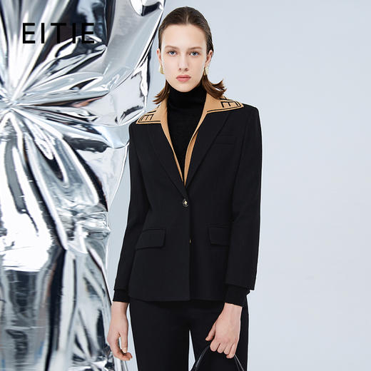 EITIE爱特爱冬季新款时尚百搭显瘦一粒扣外套女7603302 商品图0