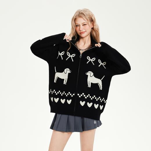 [黄誉博徐艺洋同款]YKYB新款肤舒适年轻时尚北欧风氛围感黑白百搭毛衣开衫针织衫 商品图2