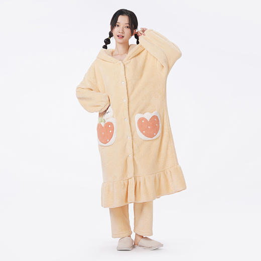 都市丽人睡衣生活家居长袖家居服暖肤绒厚女士法兰绒套装LHT1T4 商品图1