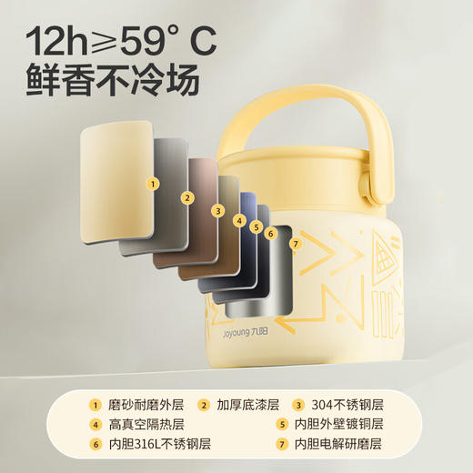 【自营】 九阳 焖烧罐 316L不锈钢 自带餐勺 长效保温 1000ml 下单后72小时内发货 商品图6
