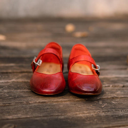 【阿么古纹马皮鞋】复古质感一字带浅口单鞋浅口百搭玛丽珍鞋子1CM 商品图4