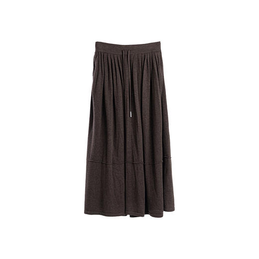 绽放旅行女装650朵/花苞裙设计感拼接直筒百搭咖啡色针织半身长裙 商品图4