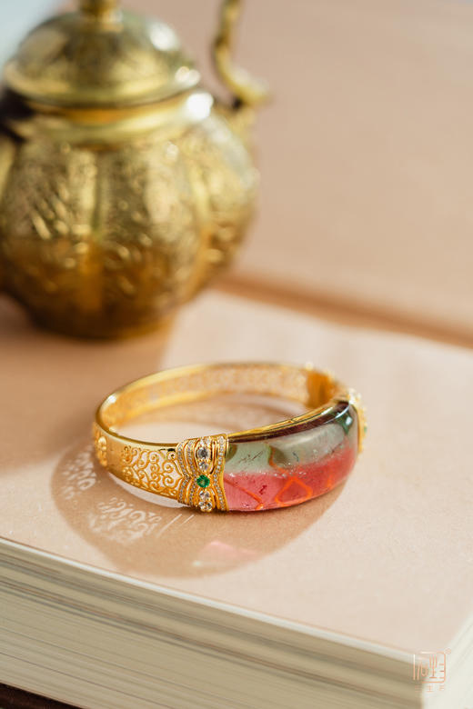 18K金精品西瓜碧玺花丝手镯 商品图2