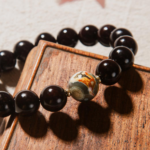 海洋碧玉清代檀香紫檀家具老料制手串直径1.2cm 商品图4