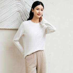 玳莎长袖圆领白T恤女2024年秋冬新款百搭基础款正肩显瘦内搭上衣  ED32303