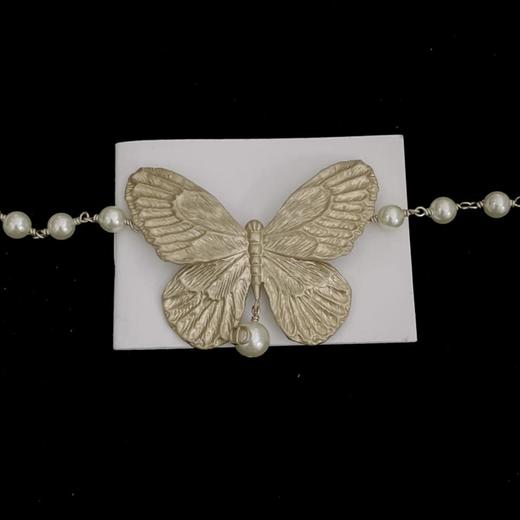 迪奥蝴蝶珍珠项链颈链金属浅金色（XTY） 商品图2