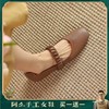 阿么手工女鞋一字带软底软面浅口单鞋女低跟1.8CM温柔淑女风百搭 商品缩略图0