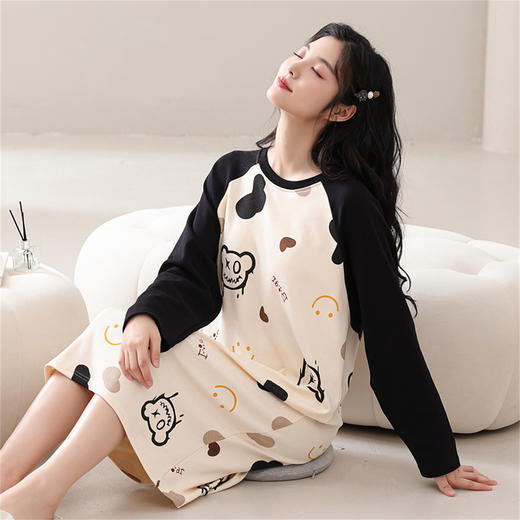 康妮雅女式长袖睡裙 商品图0