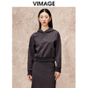 VIMAGE纬漫纪秋季新款时尚显瘦百搭纯色简约休闲宽松连帽卫衣V2213824 商品缩略图5