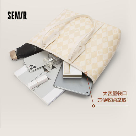 森马包包托特包女2024新款温柔菱格单肩包大容量通勤手提包氛围感 商品图4