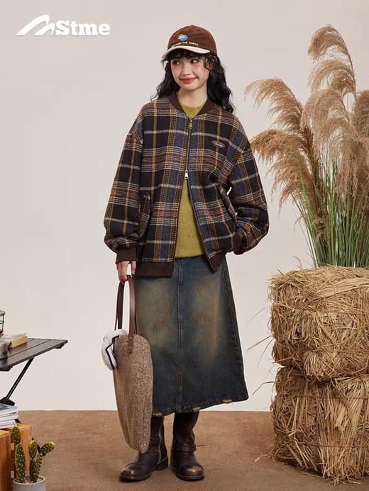 早乙女惠子saotome/STMWT243247/复古格纹棒球服夹克 商品图1