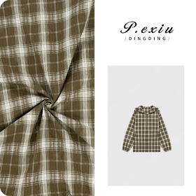 03-5潘依绣丁丁宠粉PanYiXiu/潘依绣设计感随性松弛连帽格子长袖衬衫 W-62413