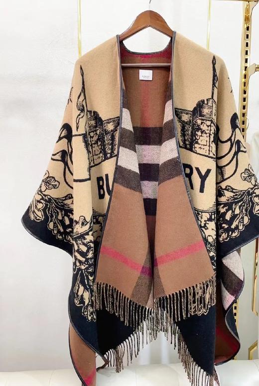 代工1:1稀缺捡漏双面皮滚边羊绒羊毛披肩大衣斗篷 商品图10