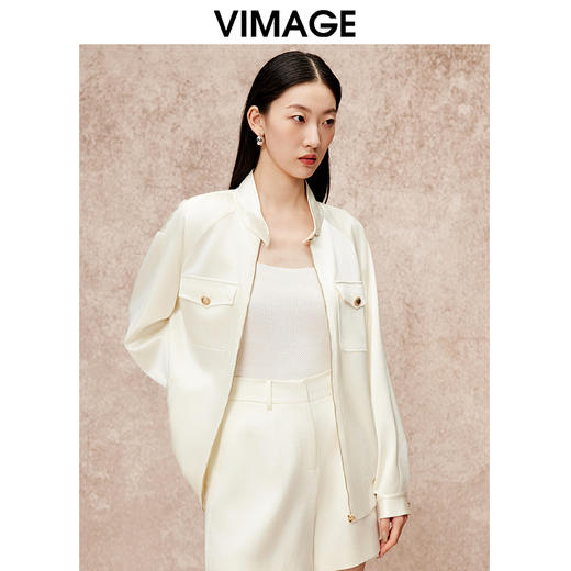 VIMAGE纬漫纪秋季新款时尚拉链宽松休闲外套V2203839 商品图2