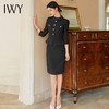 IWY/千金风套装裙子女早秋连衣裙御姐范黑色醋酸七分袖西装裙Q1185 商品缩略图1
