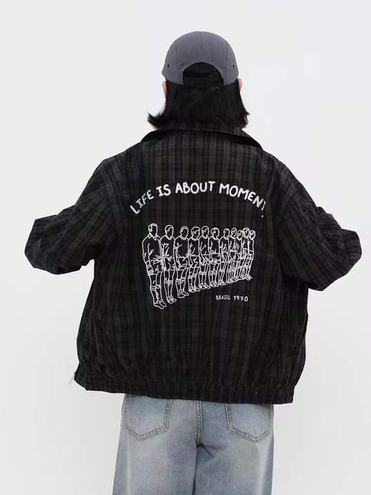 LIVINGTOWN/LT格纹哈灵顿刺绣夹克 商品图1