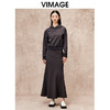 VIMAGE纬漫纪简约通勤黑色高腰包臀鱼尾过膝半身裙秋季新款V2206813 商品缩略图1