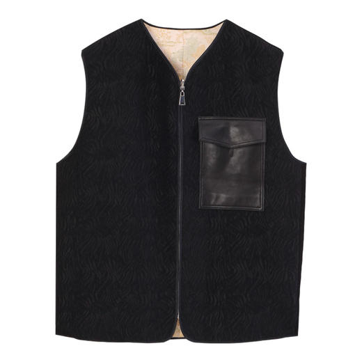 玳莎两面穿中式马夹女2024年冬季复古拼接面料设计感宽松V领外套  ED37002 商品图4