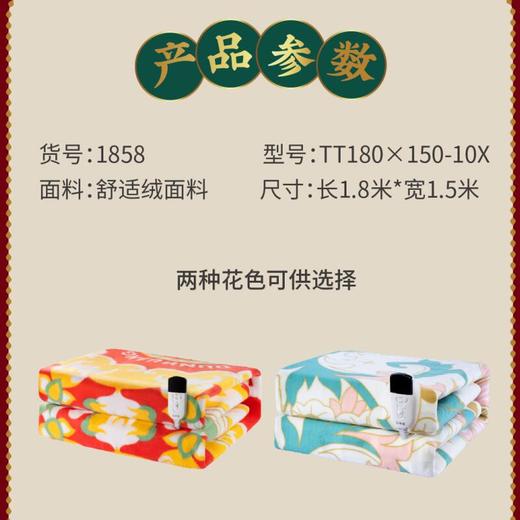 彩虹  全线路安全保护双控双温电热毯（双人）舒适绒1.8米*1.5米花色随机【敦煌联名款】1858 商品图1
