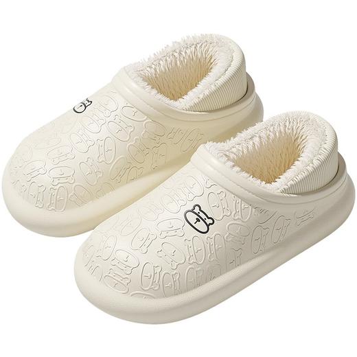 「可拆洗设计！厚底防水」小熊棉拖鞋2024新款网红款女室内毛绒可爱厚底防水防滑毛绒拖鞋 商品图4