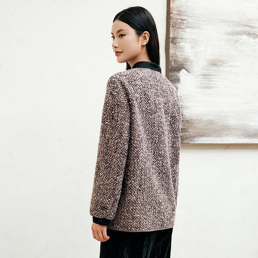 【特价】玳莎圈圈毛呢短款大衣女冬季新款气质复古V领小香风优雅外套  ED37301 商品图3