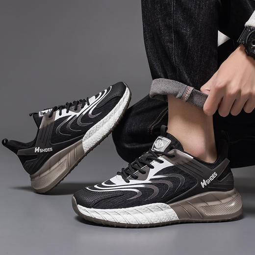 爆米花底情侣透气运动鞋男ins韩版百搭厚底小白鞋学生跑步鞋新款爆款小红书同款 商品图1