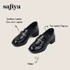 Safiya/索菲娅2024秋英伦风石头纹漆皮爱心扣百搭粗跟通勤小皮鞋 SF43112083 商品缩略图0