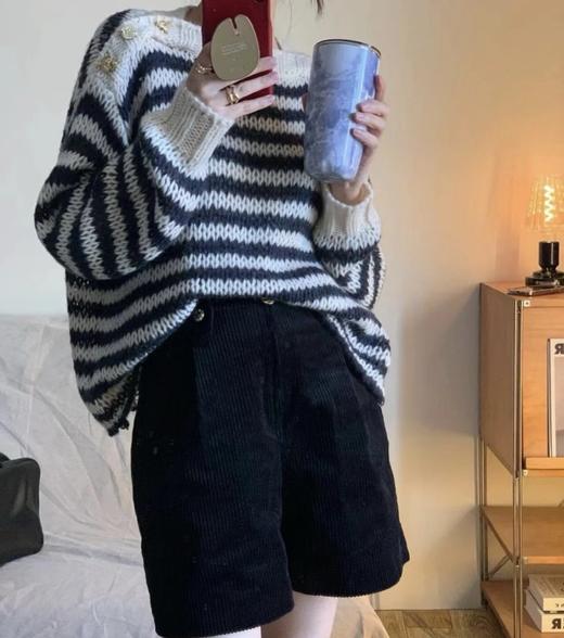 重磅渠道  CD一字领条纹毛衣  康赛尼 羊驼毛丝羊绒 商品图1