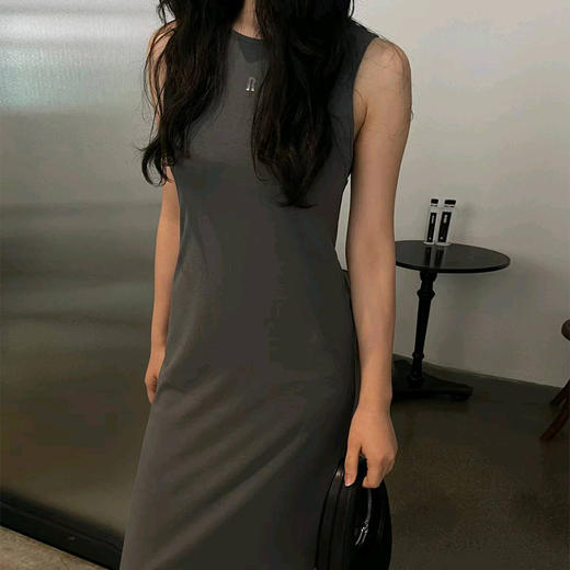 【顺丰包邮】34040 洛诗琳高货气质无袖显瘦小字母休闲背心连衣裙253 商品图3