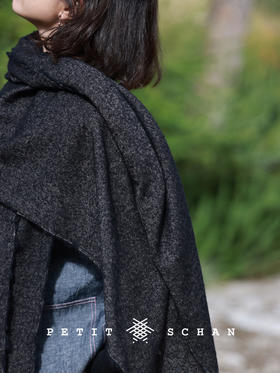 梦中人 黑色羊绒圈纱围巾大披肩