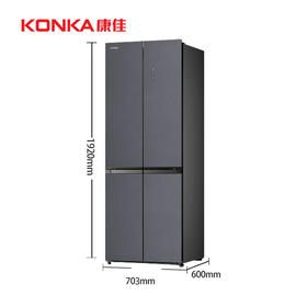 康佳冰箱_BCD-418WUP4-V  60cm超薄零嵌入式418升玻璃面板十字对开电冰箱小蛮腰系列变频一级能效
