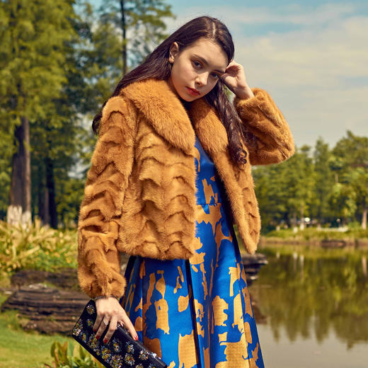 《画尽世界光影，只为挚爱的女人》--白杨树 黄色水貂皮草6P6691 商品图1