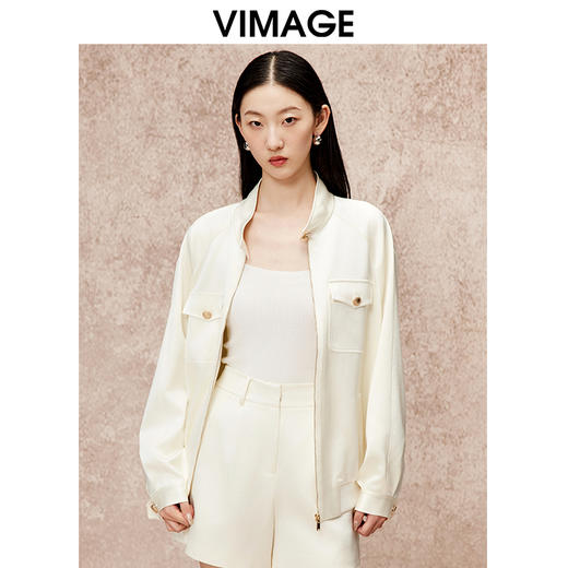 VIMAGE纬漫纪秋季新款时尚拉链宽松休闲外套V2203839 商品图5