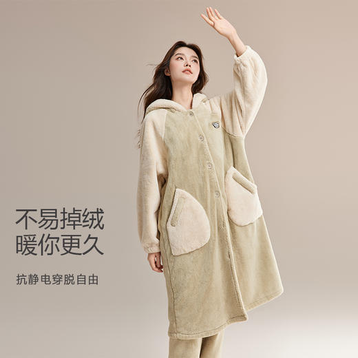 美季美优女士贵妃绒睡袍套装 商品图1