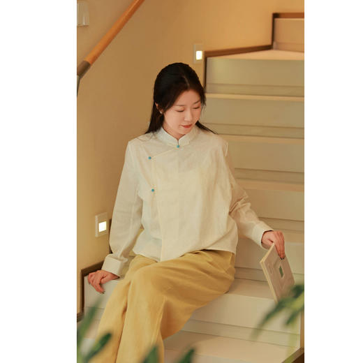 【抖音专属】新中式衬衣（24810884-象牙白-结缘款） 商品图4