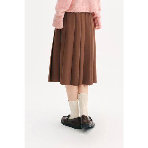 【严选】诗凡黎复古风百褶半身裙2024年冬新款学院百搭高腰显瘦中长款裙子7FA140281 商品图4