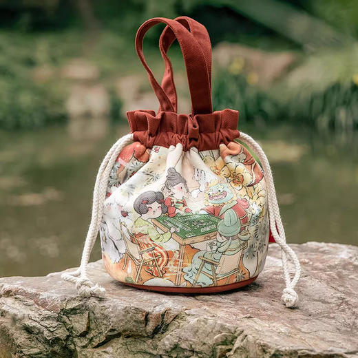 裁缝学苑AQ362国风抽绳束口袋手提包包遛弯包纸样水桶样板图纸 商品图4