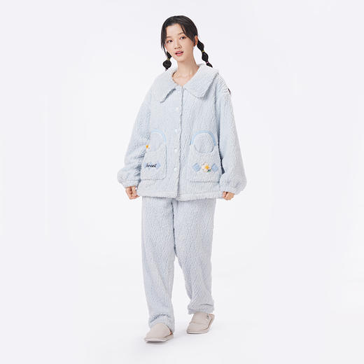 都市丽人睡衣生活家居长袖家居服长毛绒提花厚女士长毛绒套装LHT1S9 商品图1