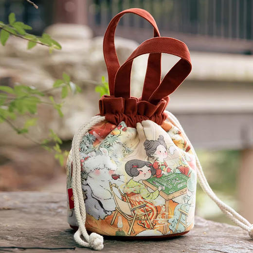 裁缝学苑AQ362国风抽绳束口袋手提包包遛弯包纸样水桶样板图纸 商品图2