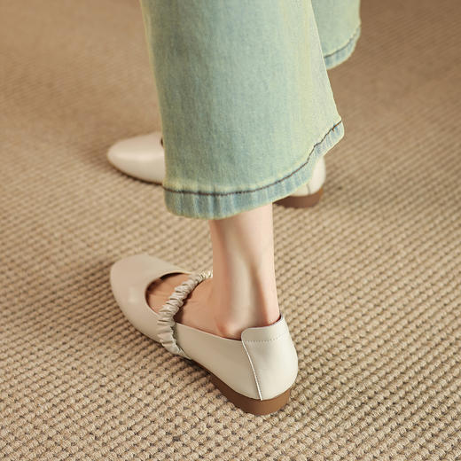 阿么手工女鞋一字带软底软面浅口单鞋女低跟1.8CM温柔淑女风百搭 商品图3