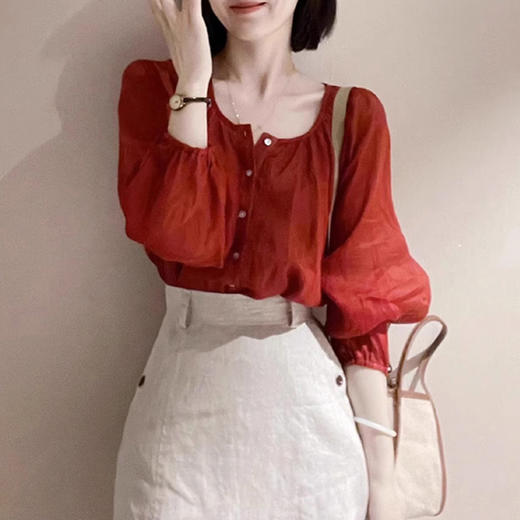 裁缝学苑AS348秋季泡泡袖亚麻插肩袖衬衫纸样衬衣女装上衣版型图纸 商品图1
