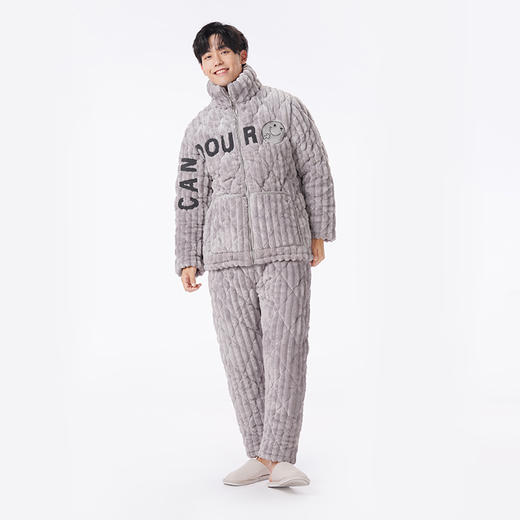 都市丽人都市锋尚睡衣夹棉系列长袖长毛绒夹棉加厚男士加夹棉套装FHT1E4 商品图1